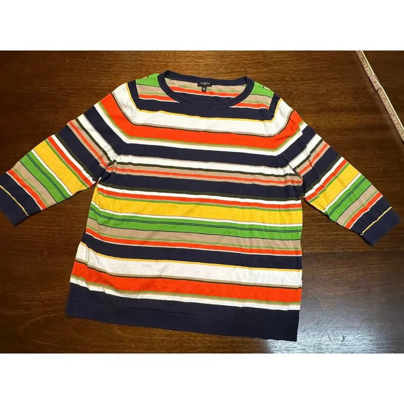 Talbots Women 2X Colorful Striped Pullover Sweater Top Fun Artsy Art to Wear - Picture 1 of 13